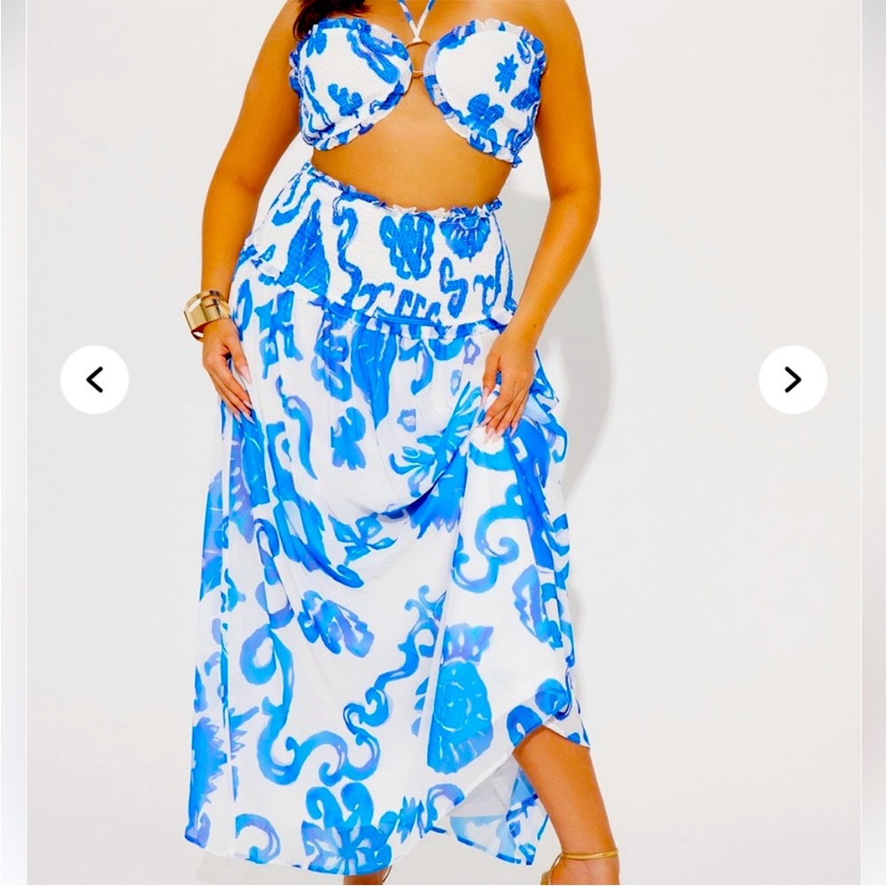 Two Piece Blue & White Skirt Set NWOT